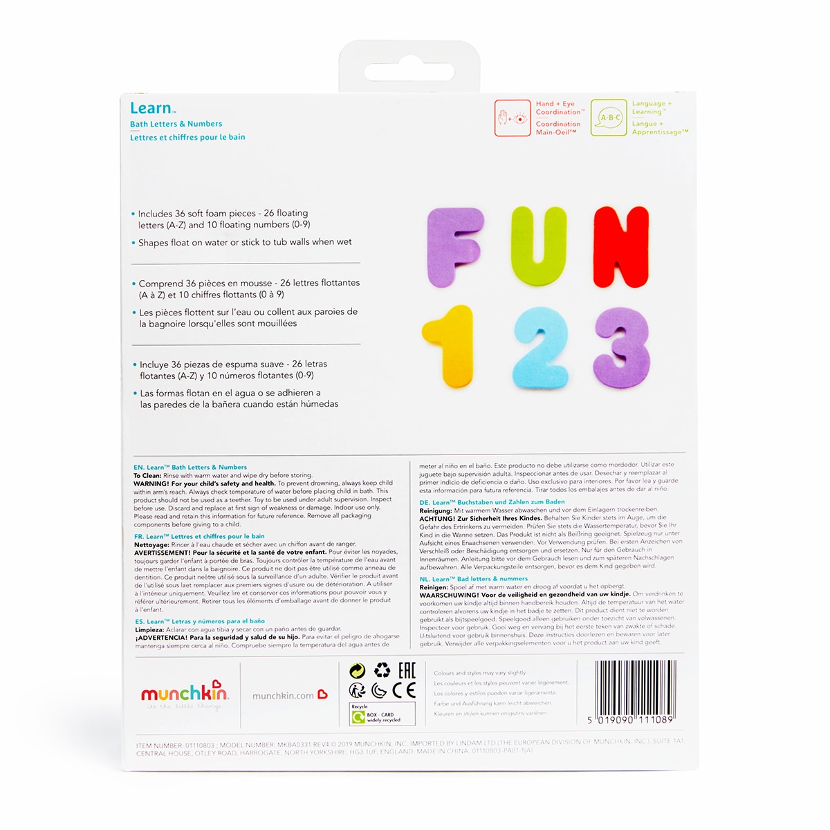 Letras y números para la bañera (36 ud.) Multicolor-7