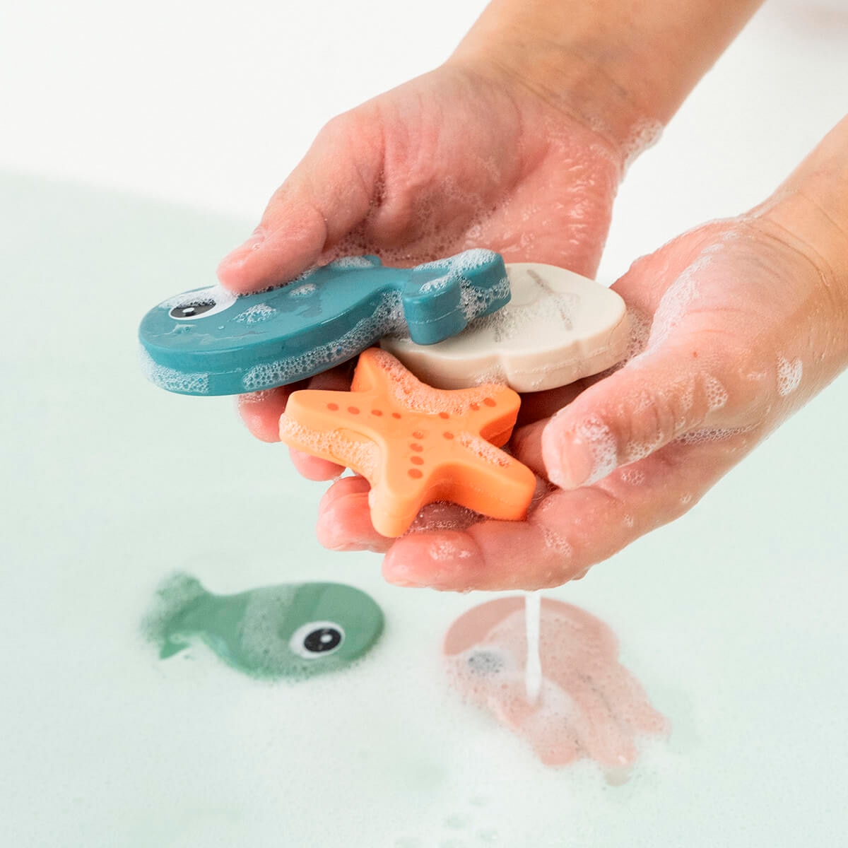 Brinquedo de Banho de Silicone com Íman Azul-celeste-4