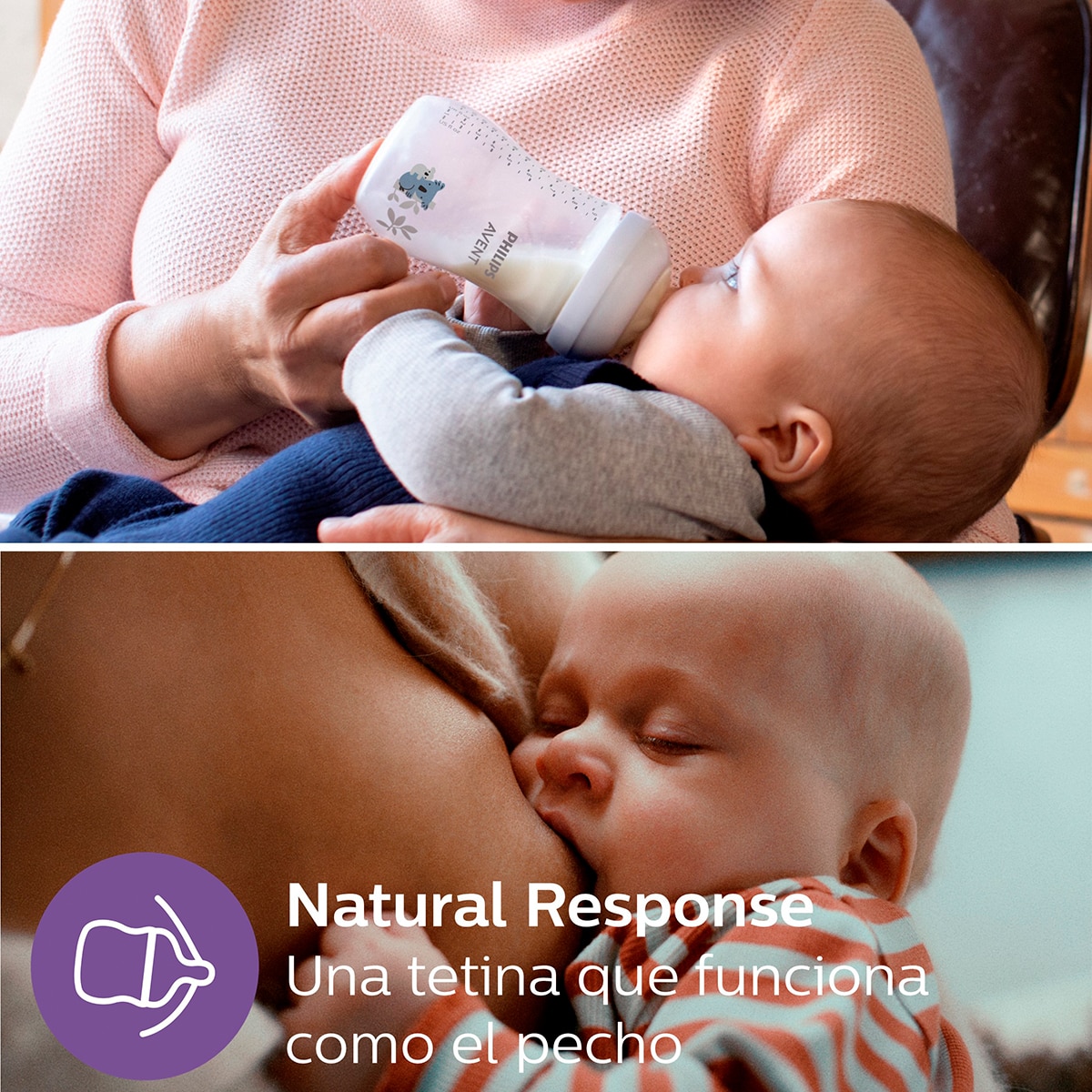 Biberón 260ml Philips Avent Natural Response, Tetina flujo 3 medio, diseño jirafa Azul Azul-3