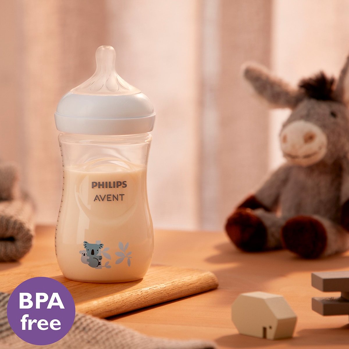 Biberón 260ml Philips Avent Natural Response, Tetina flujo 3 medio, diseño jirafa Azul Azul-8
