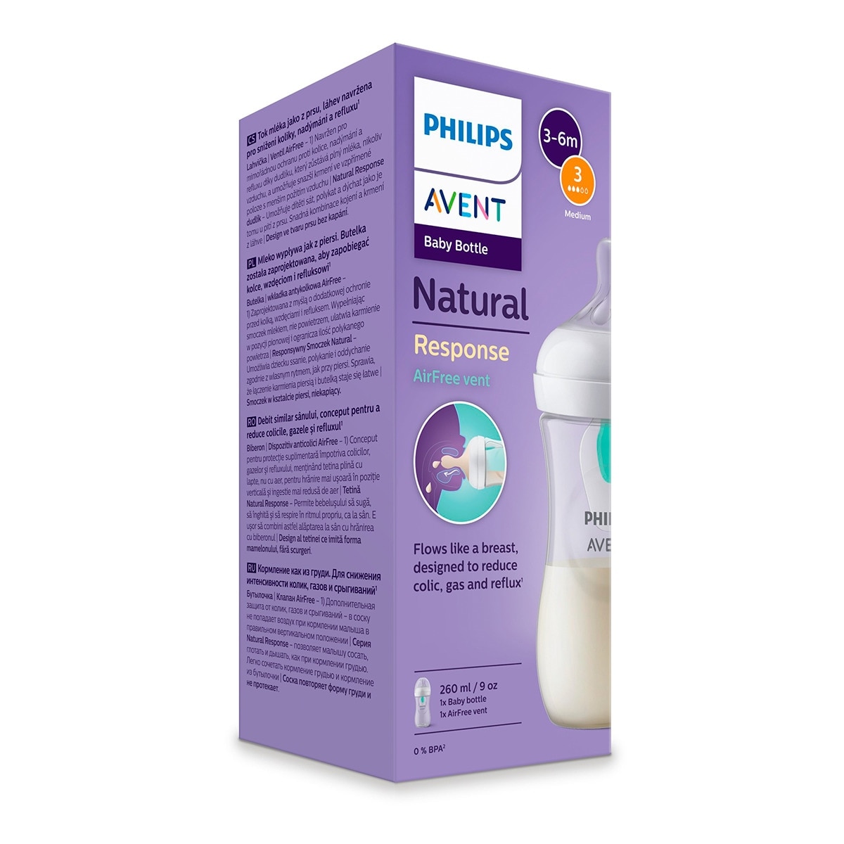Biberão Natural Response Airfree - 260 ml Branco-9