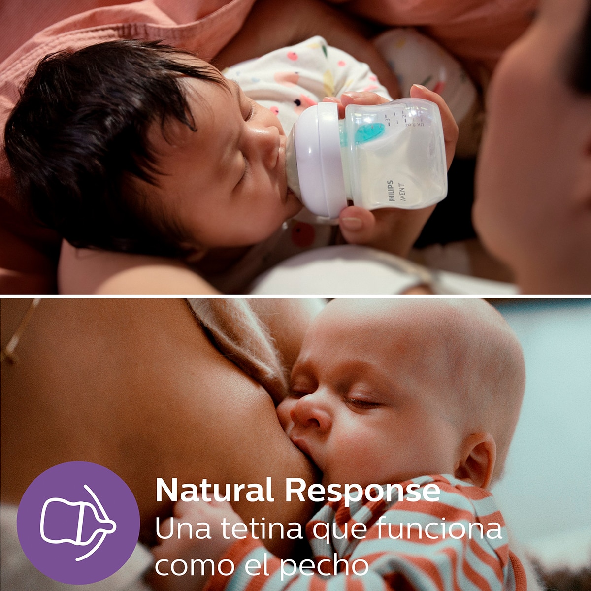 Pack doble Biberones 125ml Philips Avent Natural Response con sistema Airfree, Tetina flujo 2 lento Blanco Blanco-3
