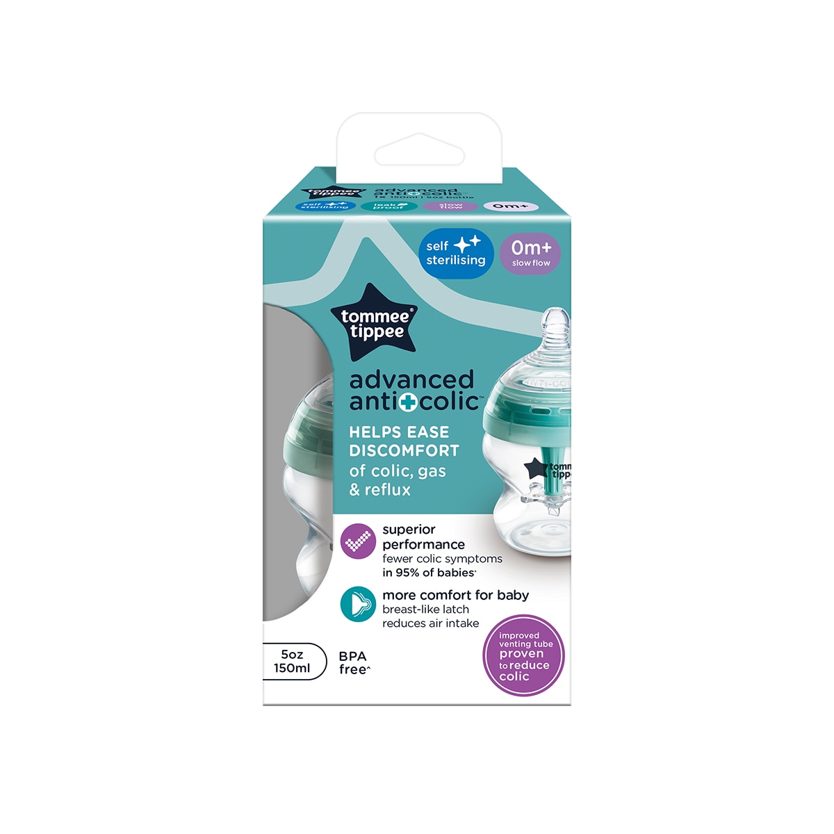 Biberon Tommee Tippee Advanced Anti Colic Flujo Lento 150ml - Blanco Blanco-3