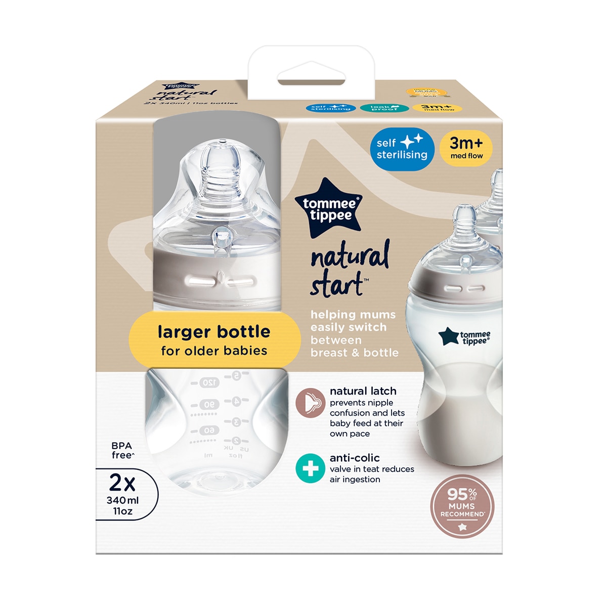 Biberões Natural Start Pack 2 Unidades - 340 ml Branco-2