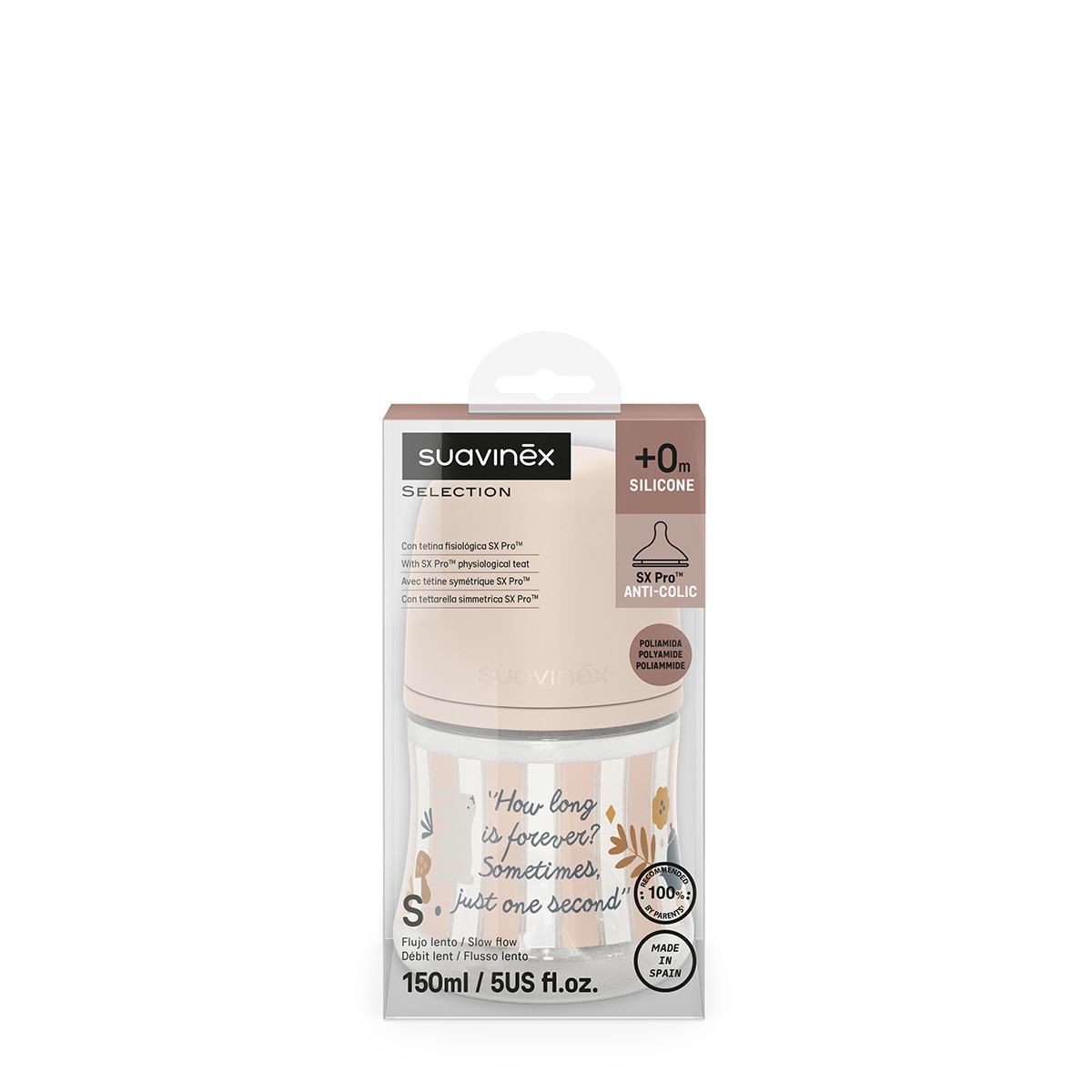 Biberón Poliamida con tetina Fisiológica SX Pro Suavinex Wonderland Flujo Lento 150ml - Rosa claro Rosa claro-4