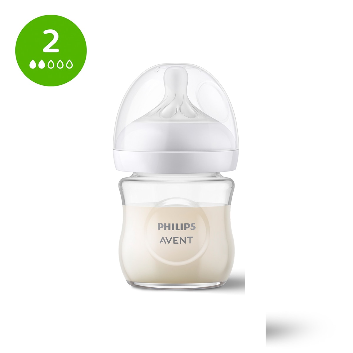 Philips Avent - Biberón de cristal 120ml Philips Avent Response, Tetina flujo 2 lento.