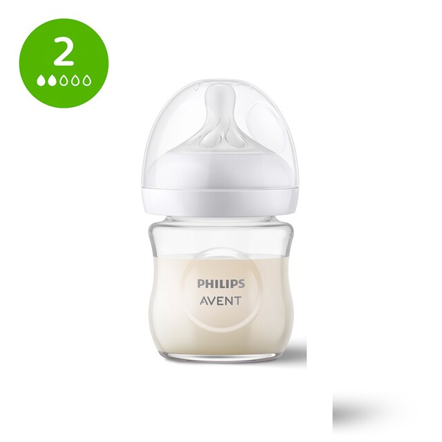 Biberón de cristal 120ml Philips Avent Response, Tetina flujo 2 lento
