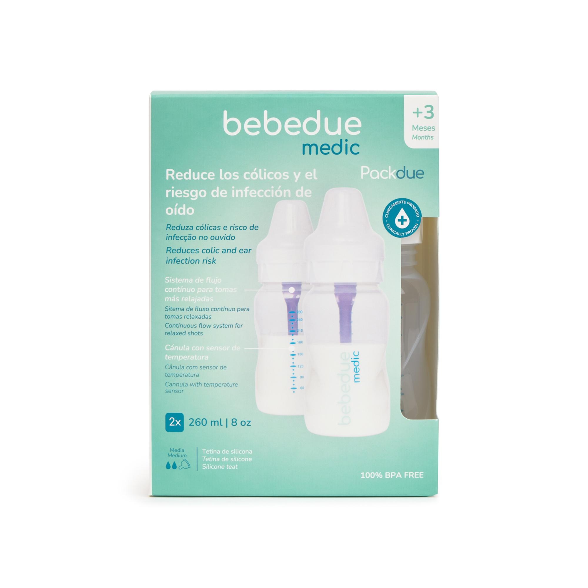 Pack biberones anticólicos Bebedue Medic 260 ml, 2 unidades - Blanco Blanco-2