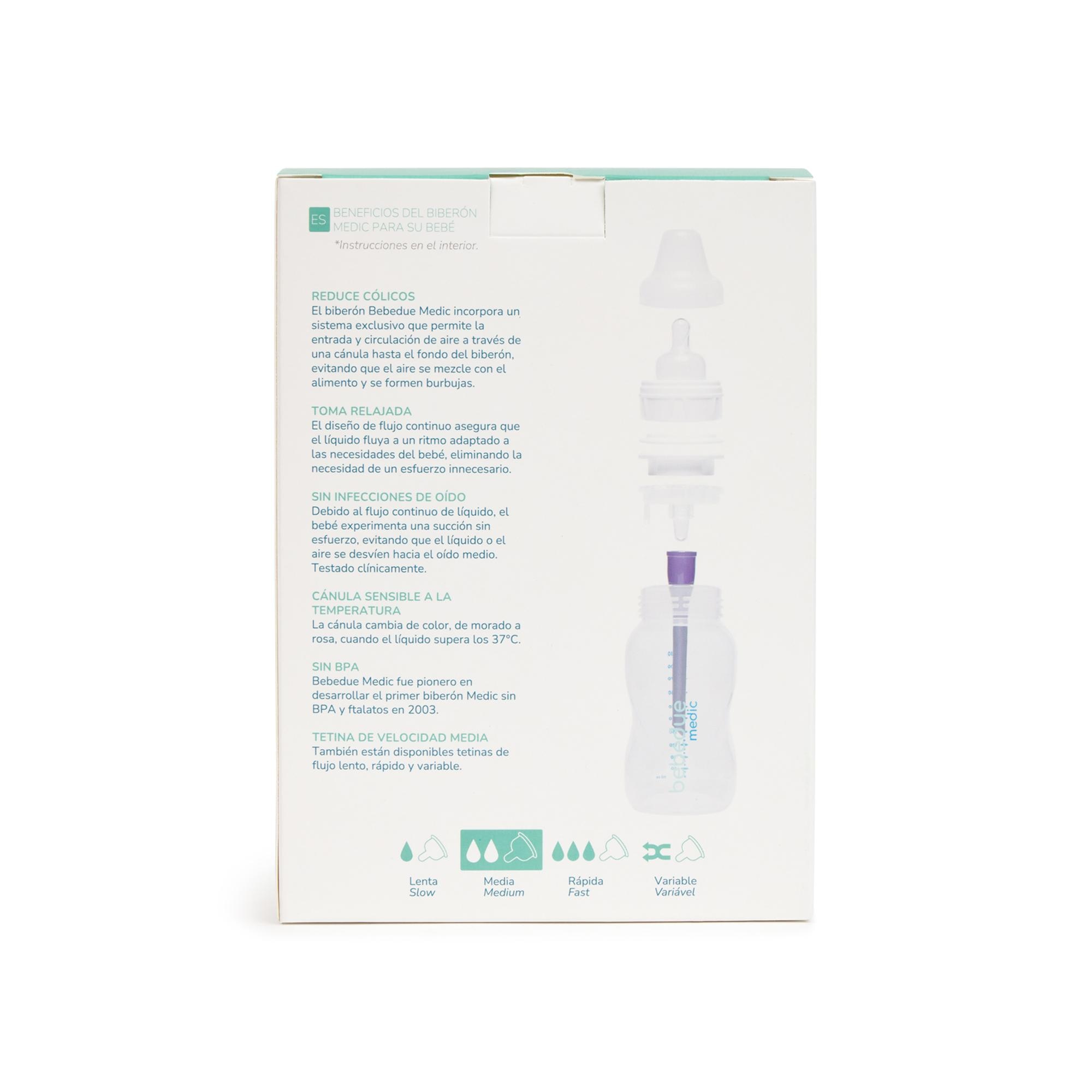 Pack biberones anticólicos Bebedue Medic 260 ml, 2 unidades - Blanco Blanco-4