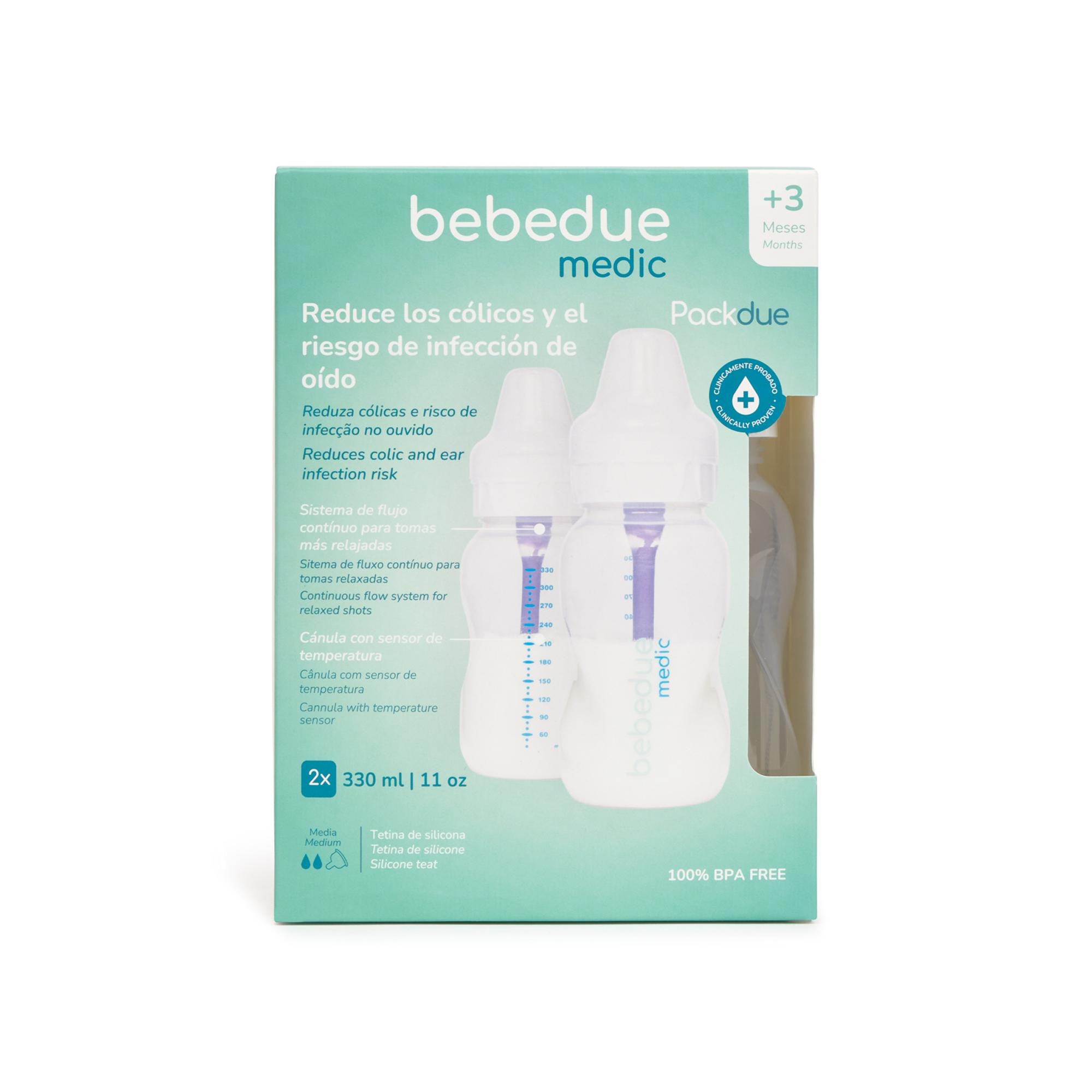 Pack de Biberões Anticólicas Bebedue Medic 330 ml, 2 Unidades Branco-2