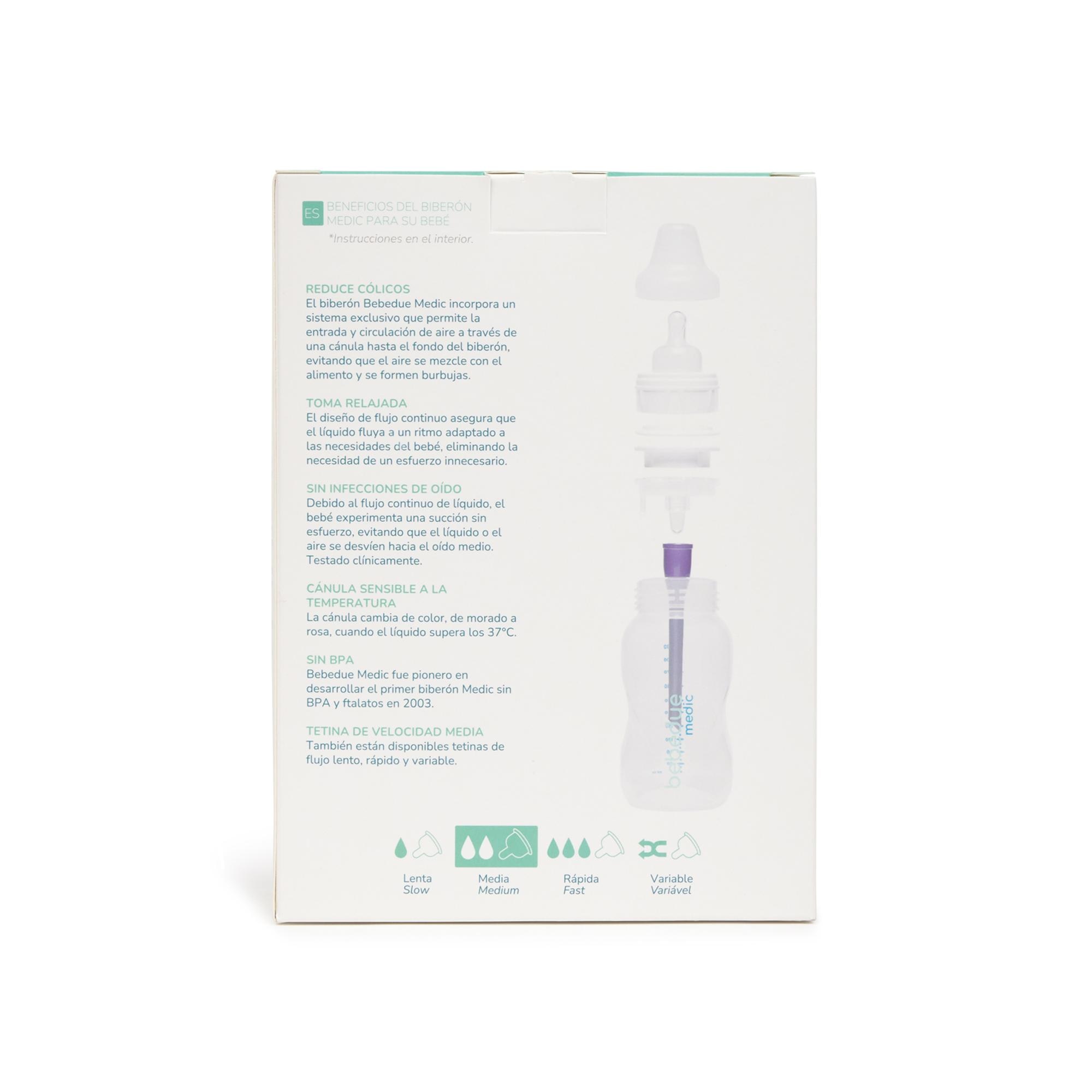 Pack de Biberões Anticólicas Bebedue Medic 330 ml, 2 Unidades Branco-4