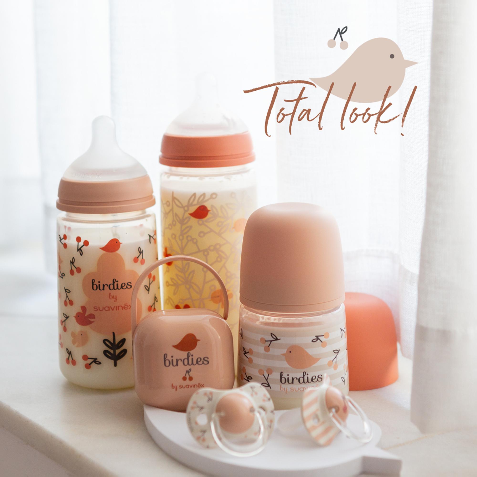 Biberão Fisiológico Fluxo Lento 150 ml Coleção Birdies Rosa-claro-6