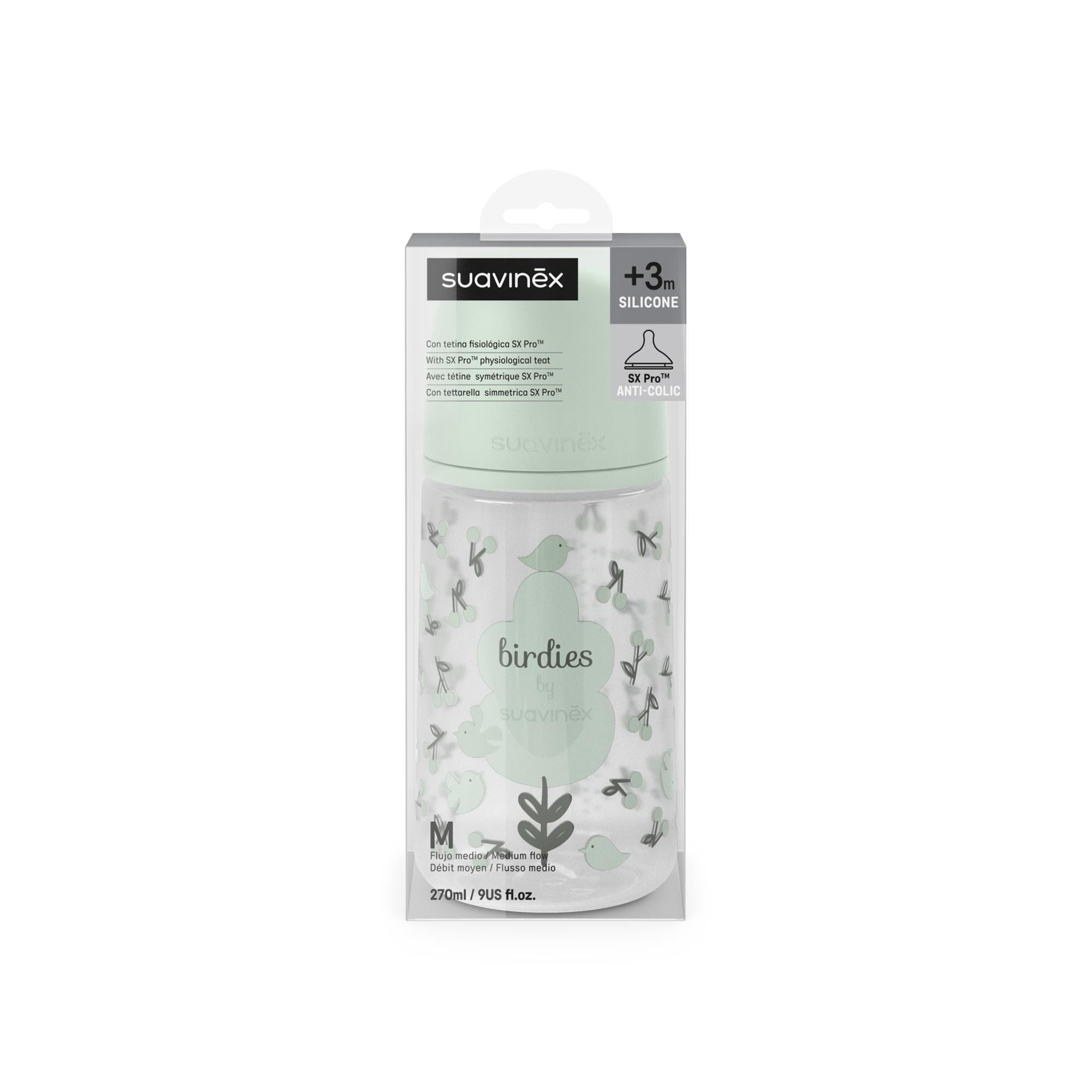 Biberão Fisiológico SX Pro Fluxo Médio 270 ml Coleção Birdies Verde-antiquário-3