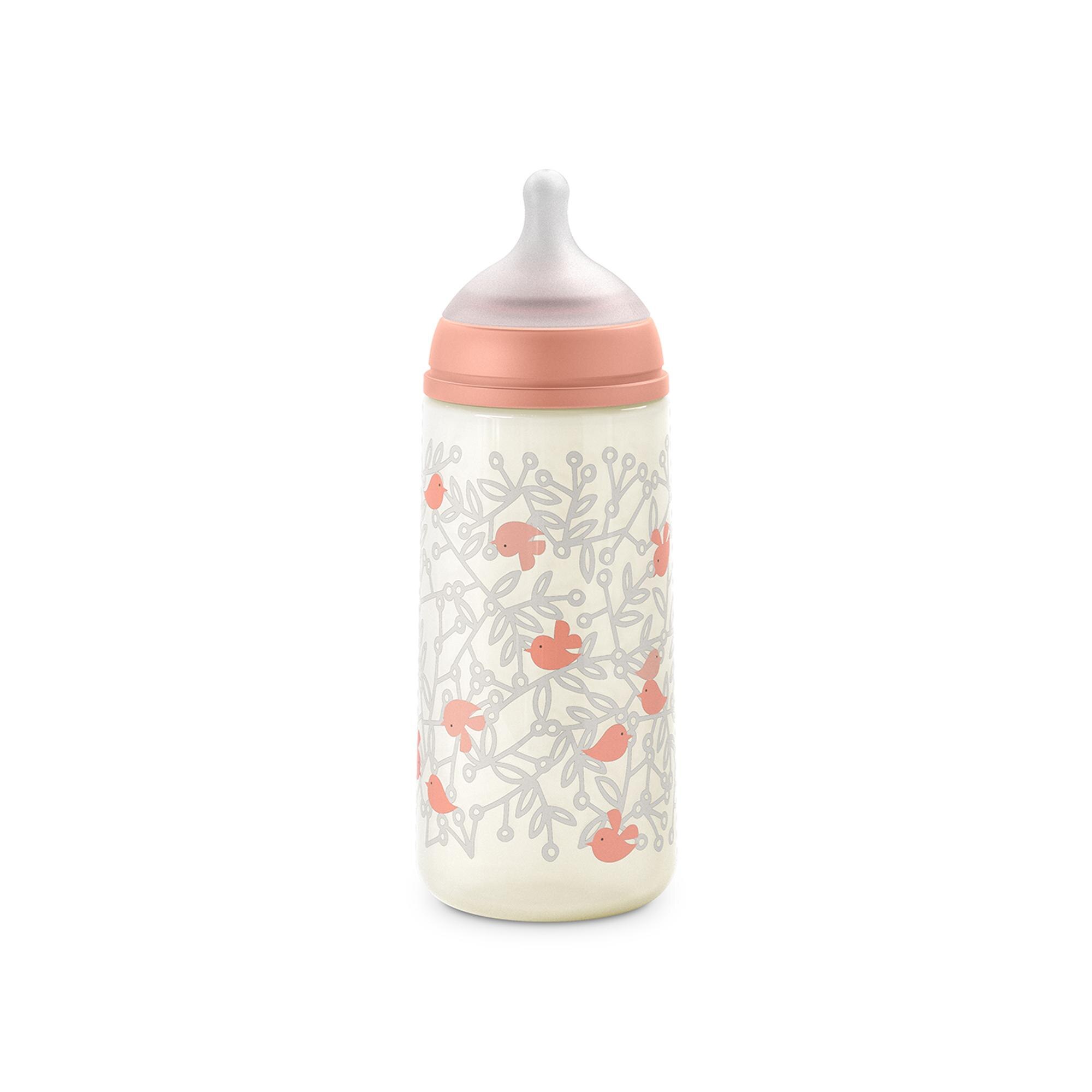 Imagen 2 de Biberón fisiológico SX Pro Suavinex Flujo denso 360ml colección Birdies - Rosa claro Rosa claro