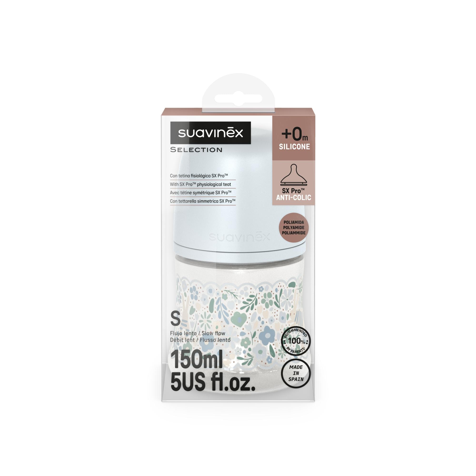 Biberón Poliamida con tetina Fisiológica SX Pro Suavinex Wonderland 2.0 Flujo Lento 150ml - Azul claro Azul claro-3