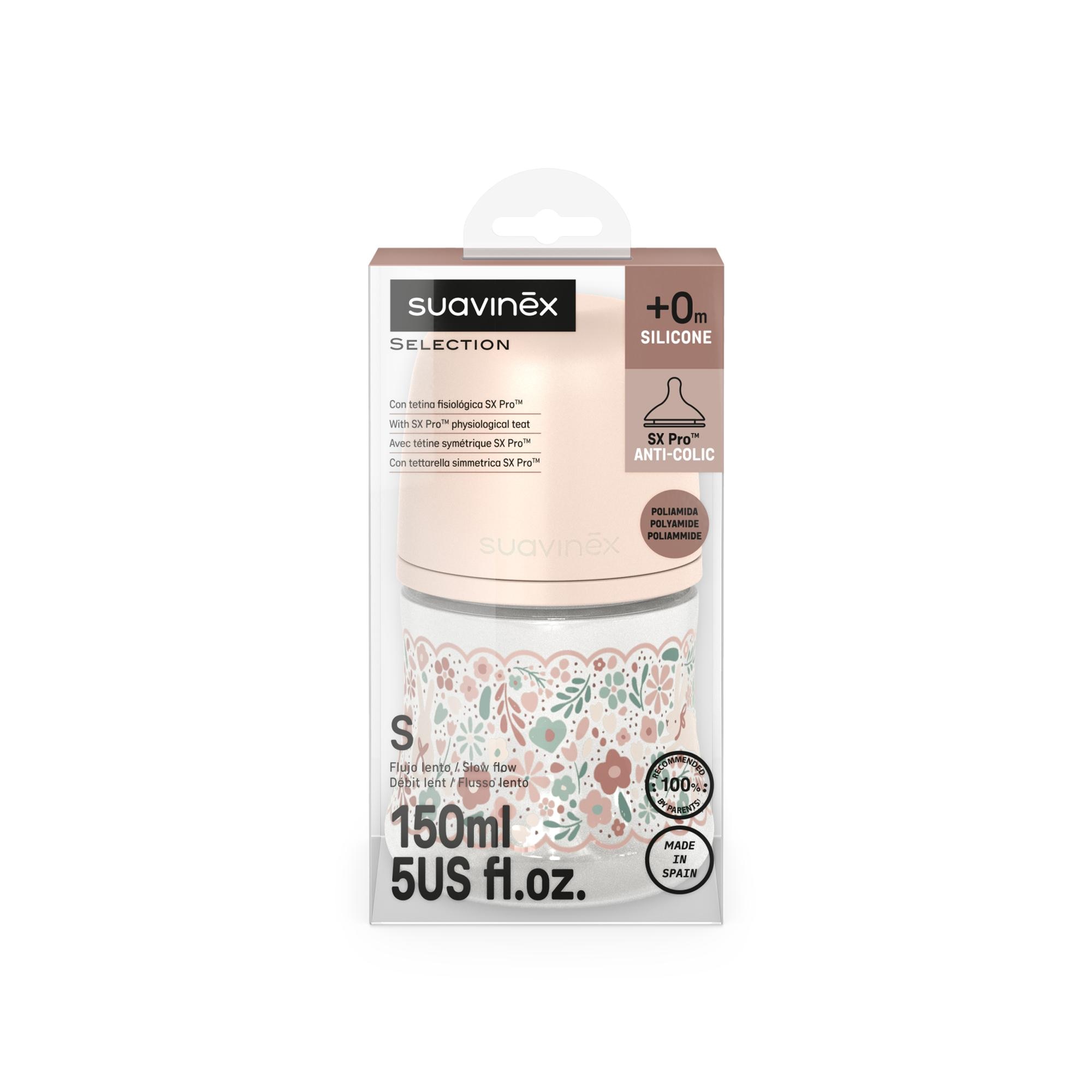 Biberão de poliamida com tetina fisiológica SX Pro Suavinex Wonderland 2.0 Fluxo lento 150 ml Rosa-claro-3