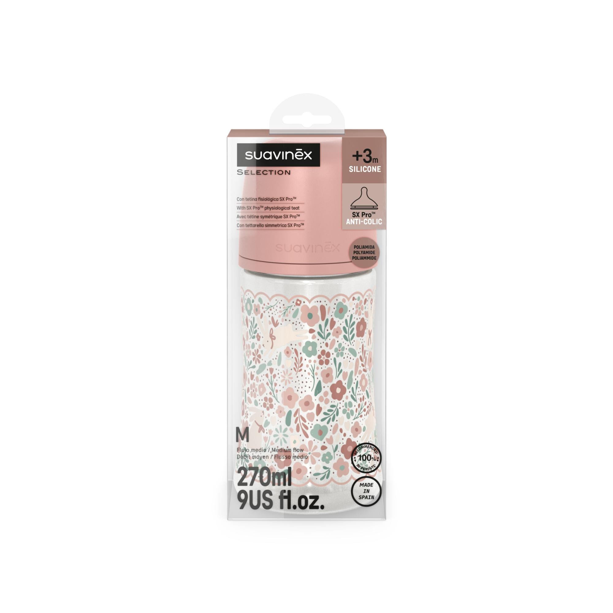 Biberão de poliamida com tetina fisiológica SX Pro Suavinex Wonderland 2.0 Fluxo Médio 270 ml Rosa-claro-3
