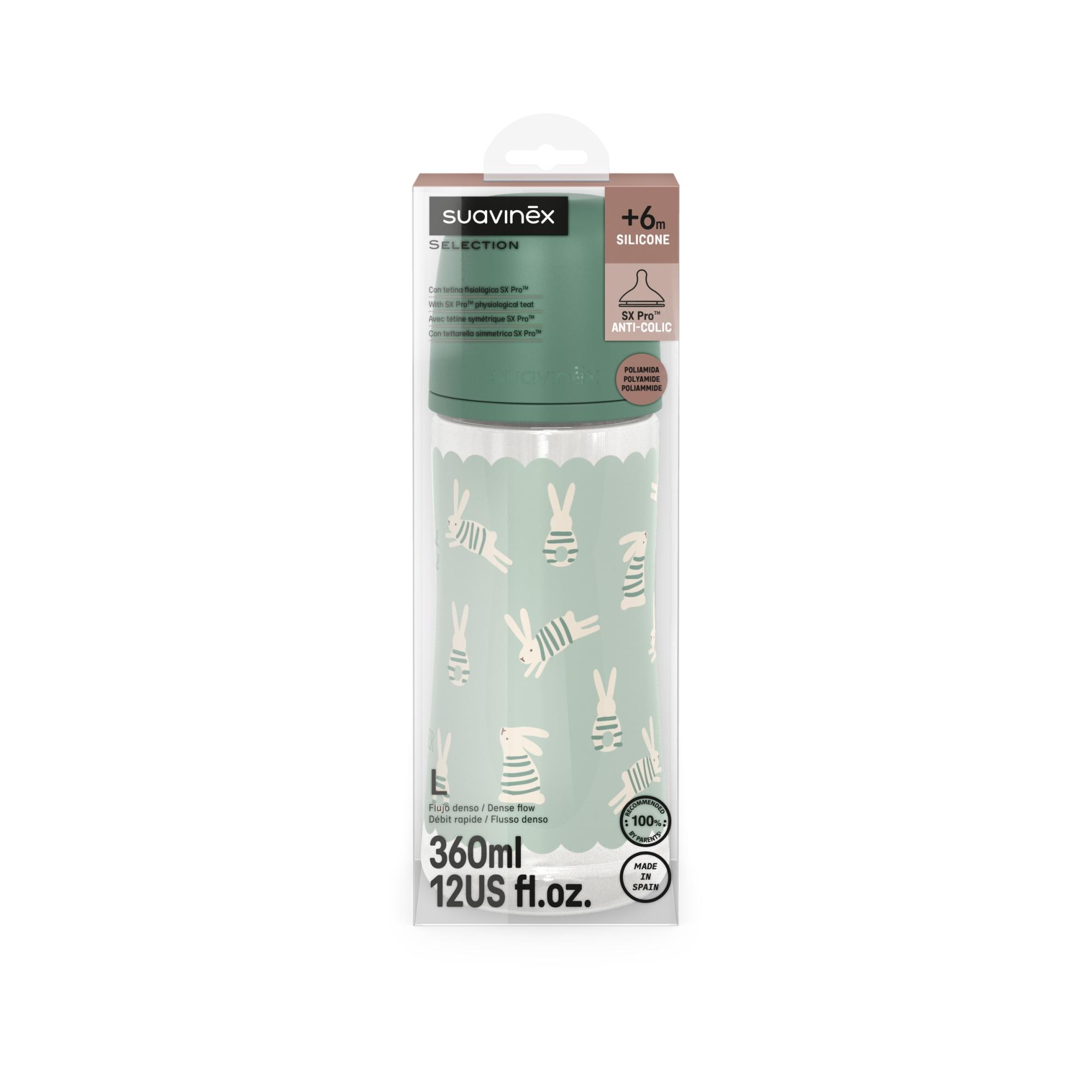 Biberão de poliamida com tetina fisiológica SX Pro Suavinex Wonderland 2.0 Fluxo Denso 360 ml Verde-antiquário-3