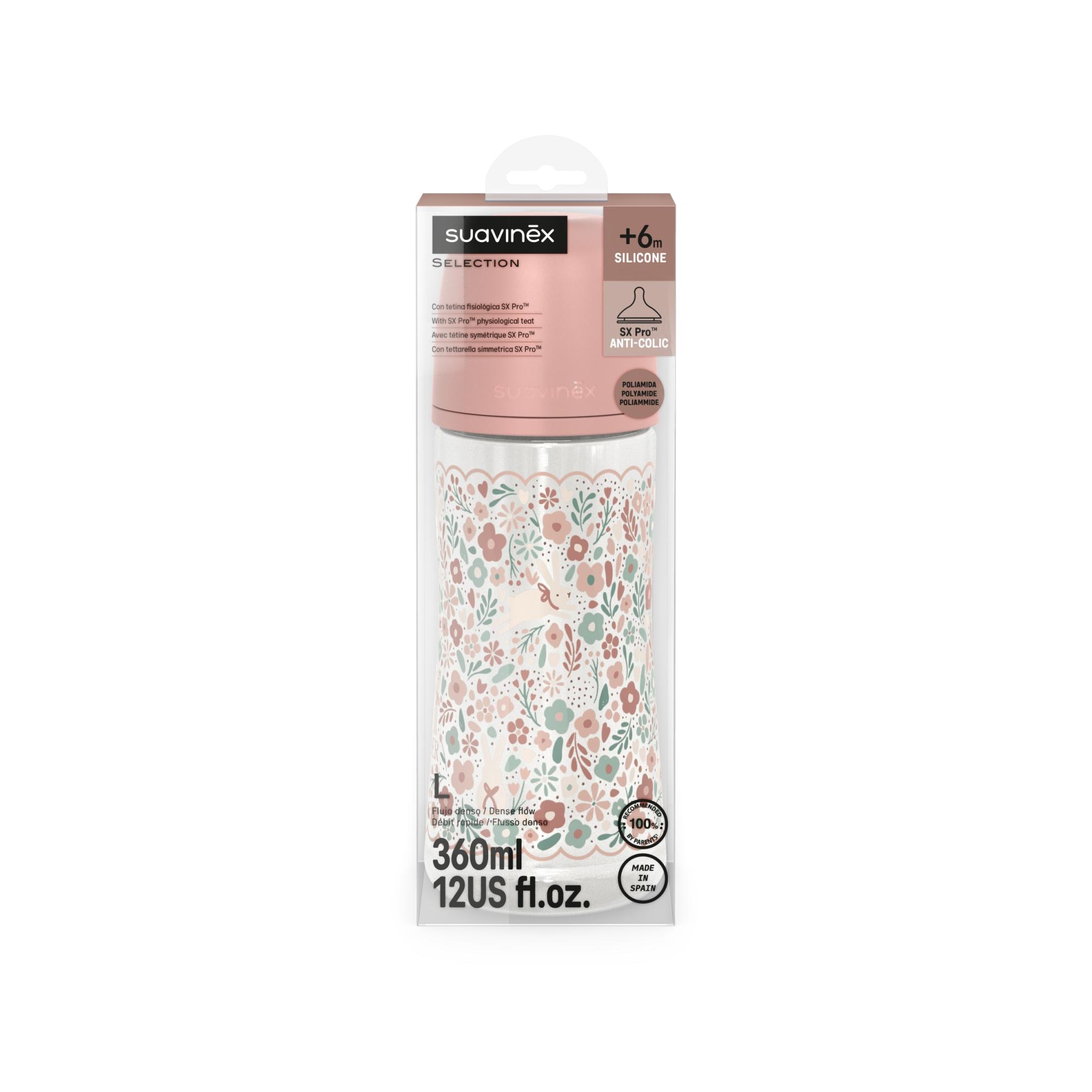 Imagen 3 de Biberón Poliamida con tetina Fisiológica SX Pro Suavinex Wonderland 2.0 Flujo Denso 360ml - Rosa claro Rosa claro