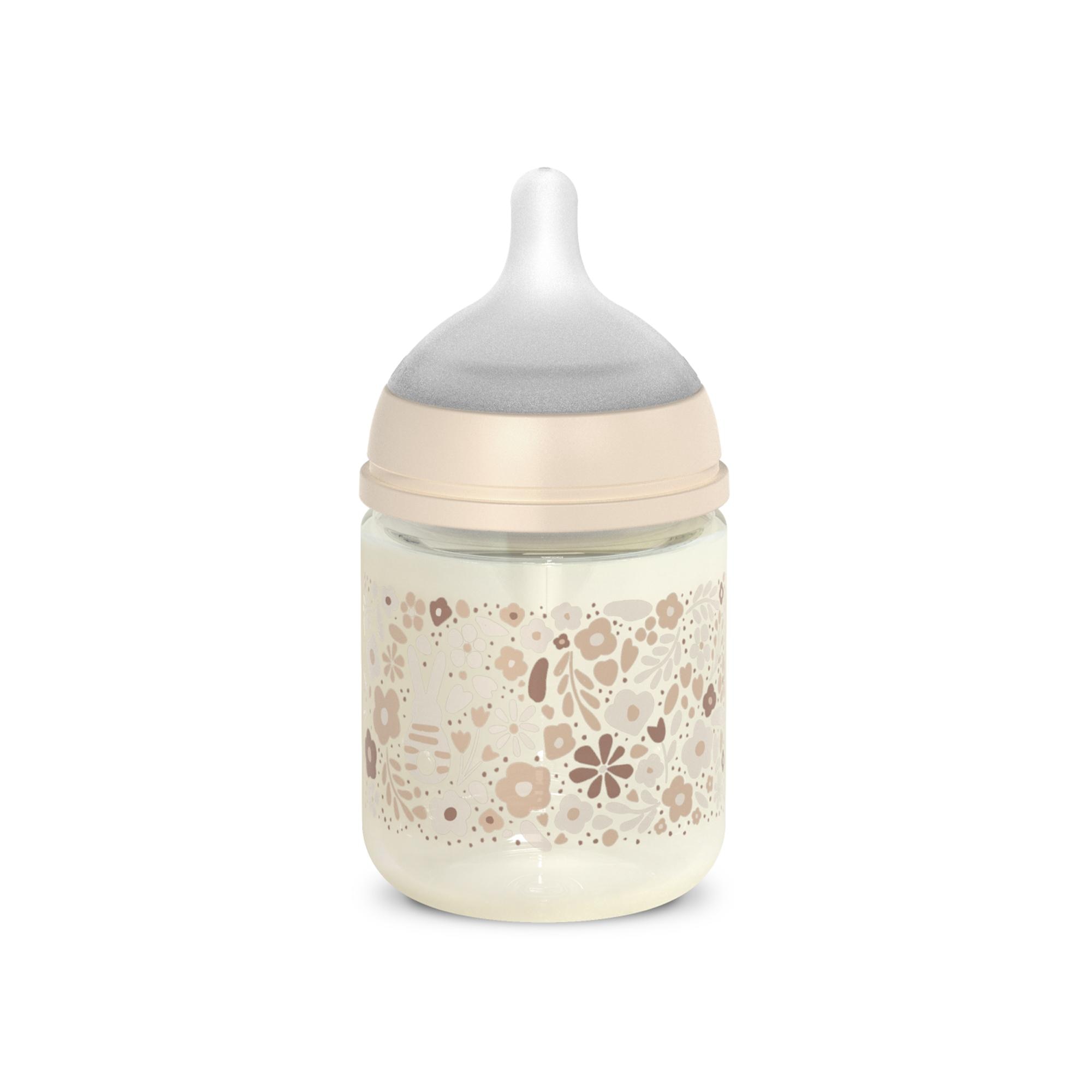 Biberão de vidro com tetina fisiológica SX Pro Suavinex Wonderland 2.0 Fluxo lento 120 ml Bege Serra-2