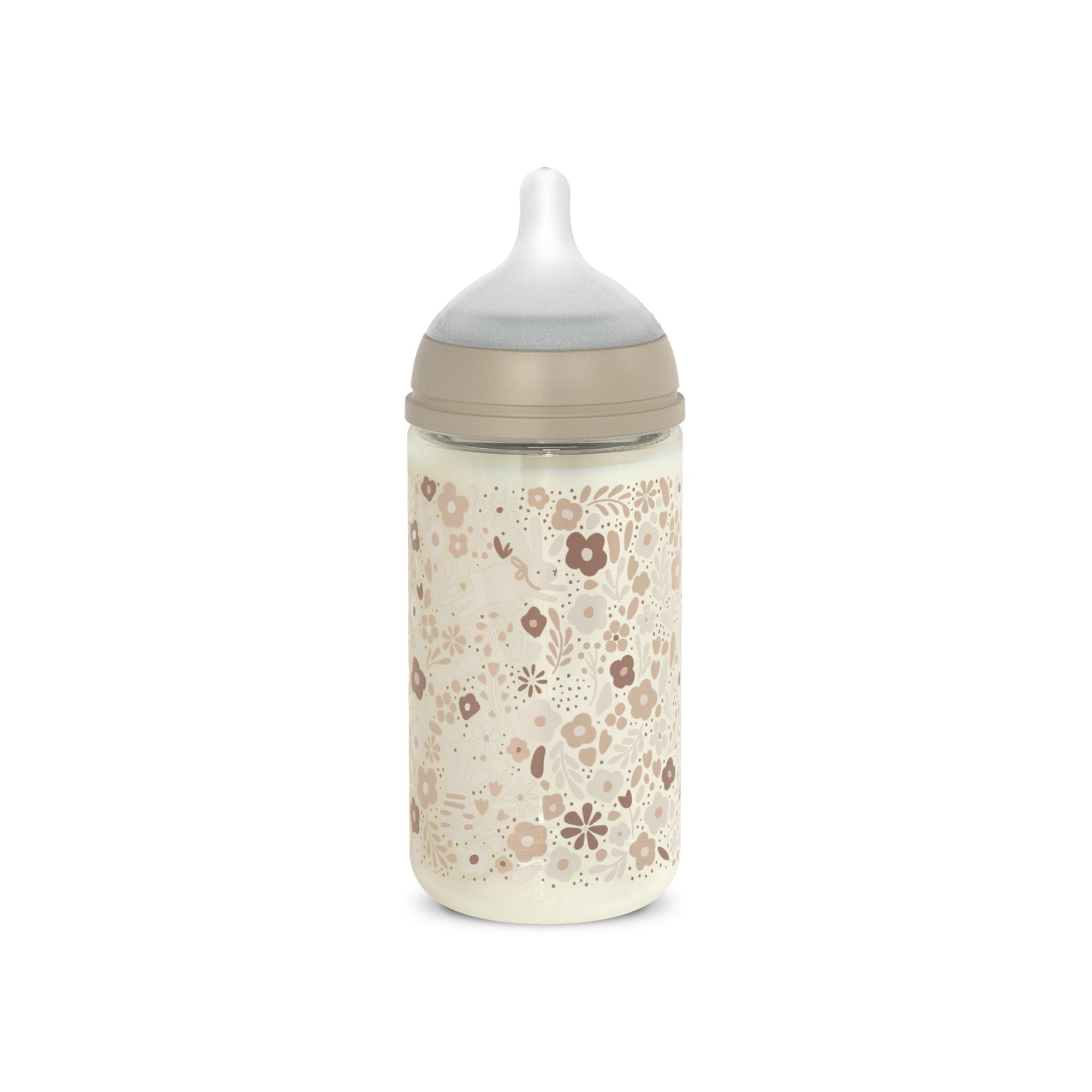 Biberão de vidro com tetina fisiológica SX Pro Suavinex Wonderland 2.0 Fluxo lento 240 ml Bege Serra-2
