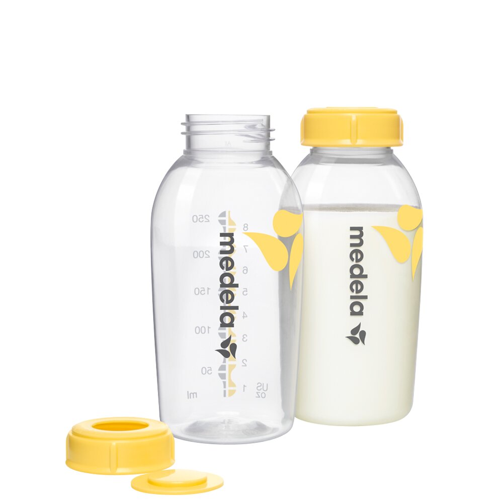 Imagem 0 de Pack de 2 Garrafas/Biberões Medela para para Leite Materno (250 ml.) transparente/amarelo