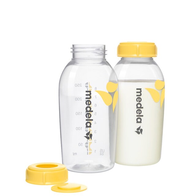 Pack 2 Botellas/Biberones Medela para Leche Materna (250 ml.) transparente/amarillo