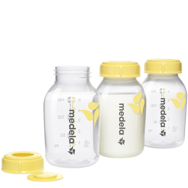 Pack 3 Botellas/Biberones Medela para Leche Materna (150 ml.) transparente/amarillo