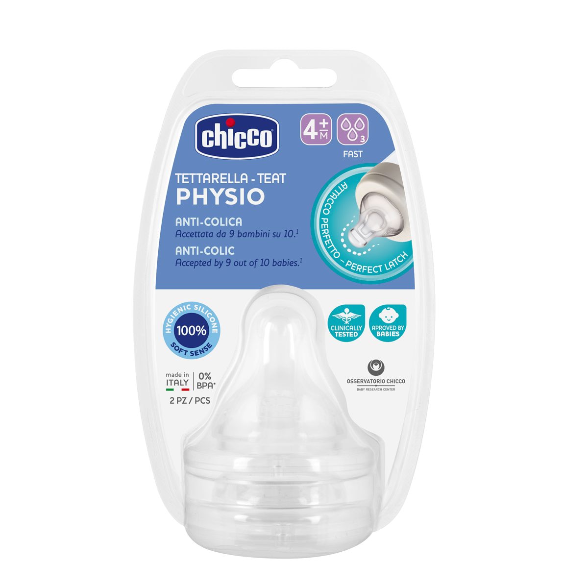 Pack de 2 tetinas anticólicas de silicone Physio Fluxo de papa (+6 M.) transparentes Transparente-2