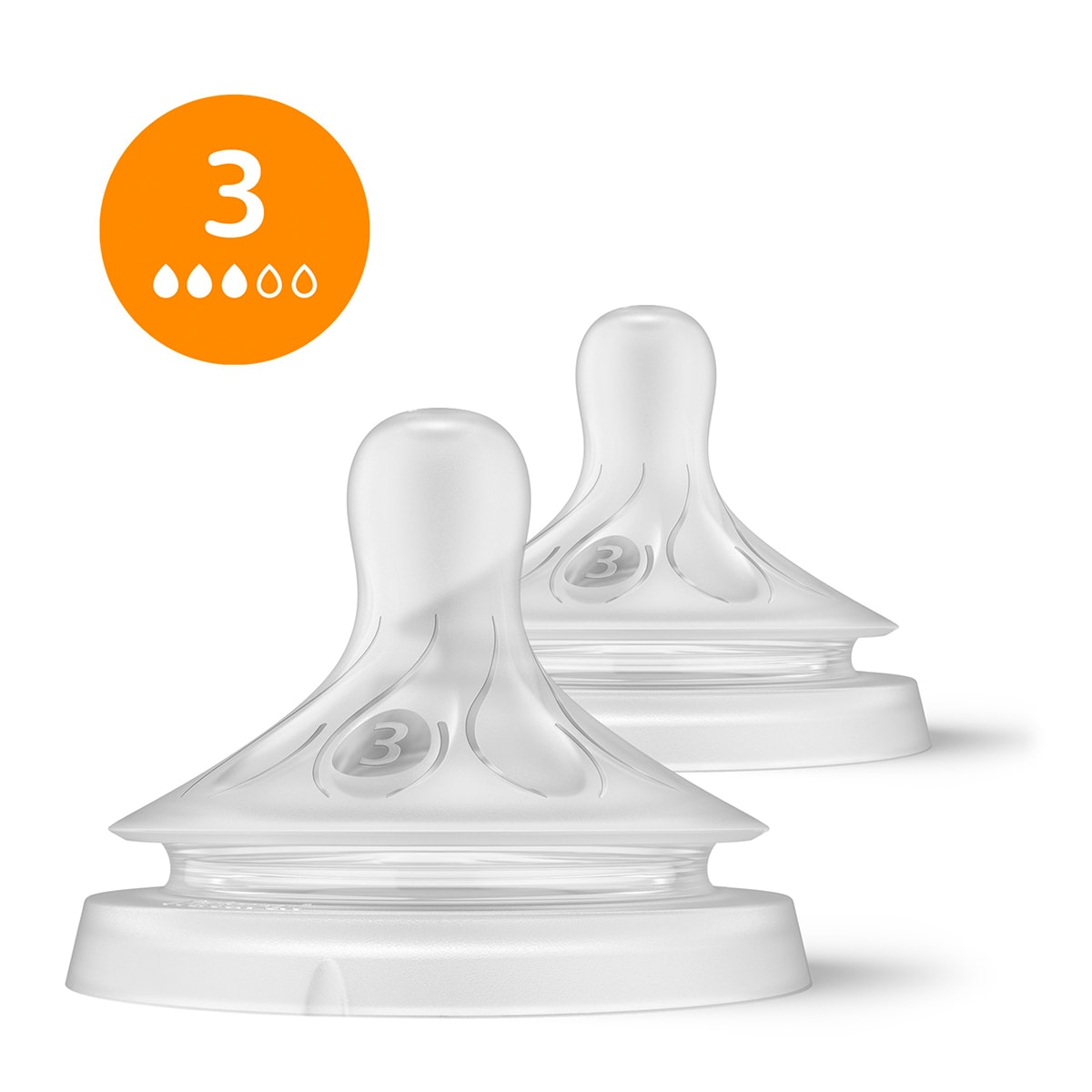 2 Tetinas de Fluxo Médio 1m+ Natural Response - Fluxo 3 Branco-1