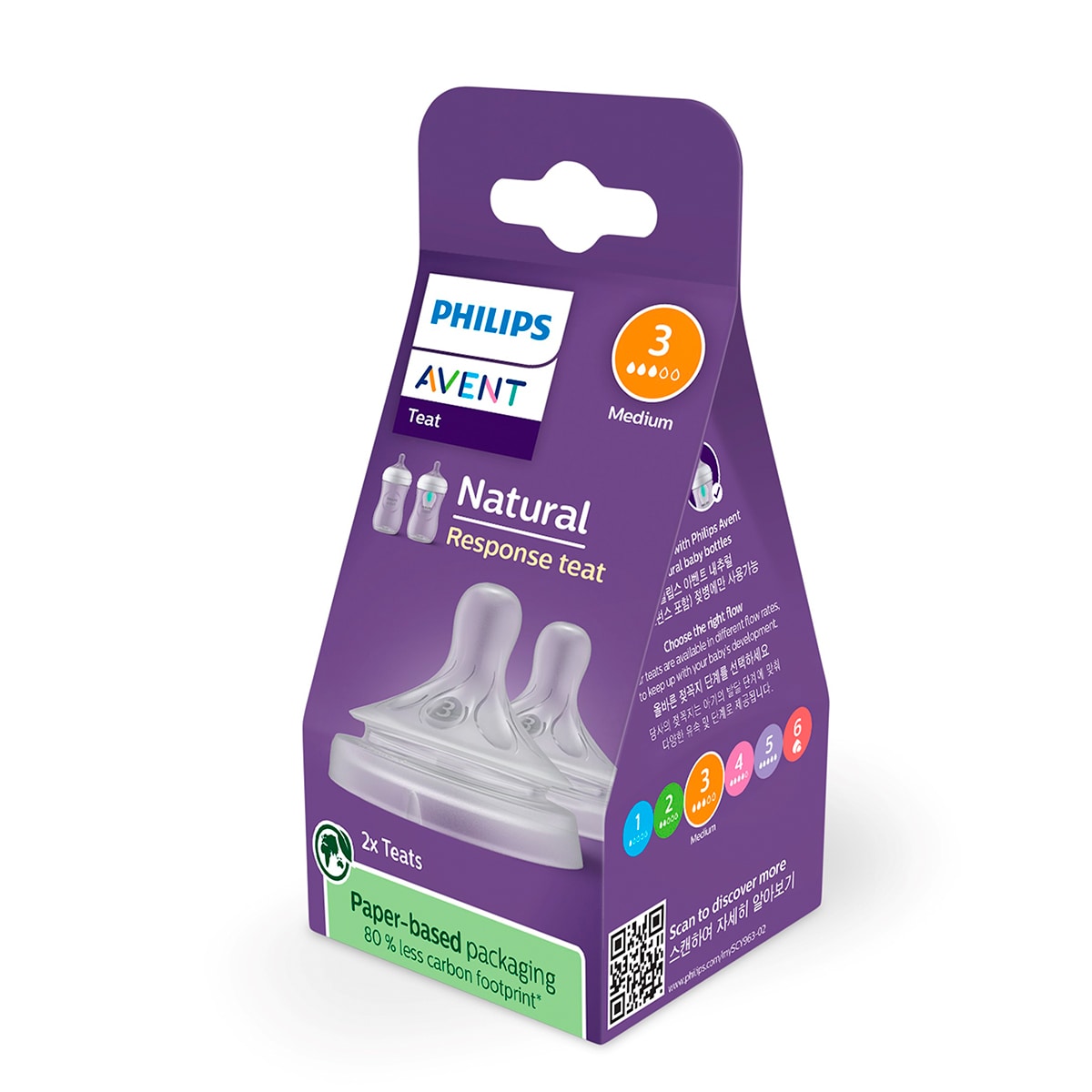 2 Tetinas de Fluxo Médio 1m+ Natural Response - Fluxo 3 Branco-4