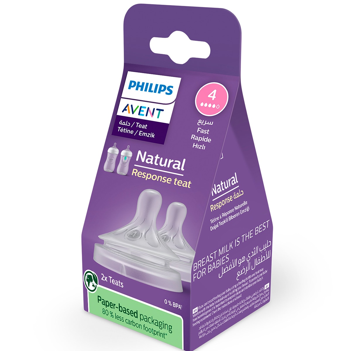 2 Tetinas flujo rápido Philips Avent Natural Response , Flujo 4 Blanco Blanco-4