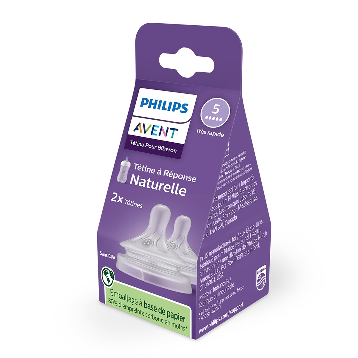 2 Tetinas flujo muy rápido Philips Avent Natural Response, Flujo 5 - Blanco Blanco-4