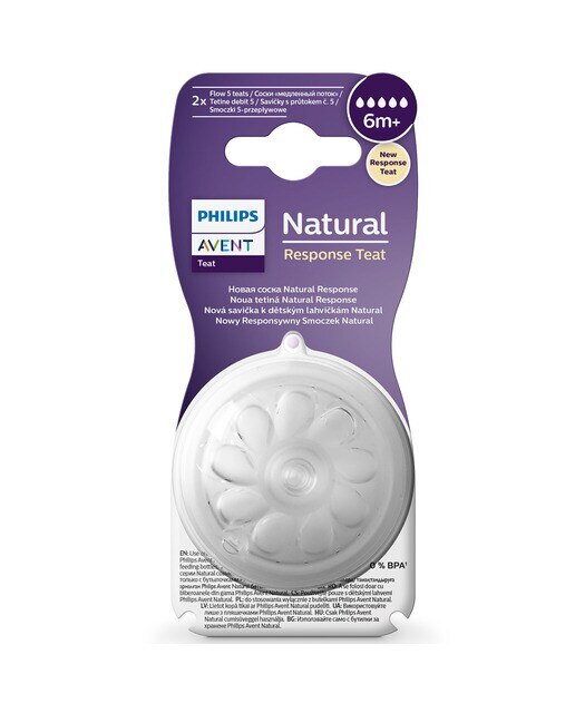 2 Tetinas flujo muy rápido Philips Avent Natural Response, Flujo 5 - Blanco Blanco-9