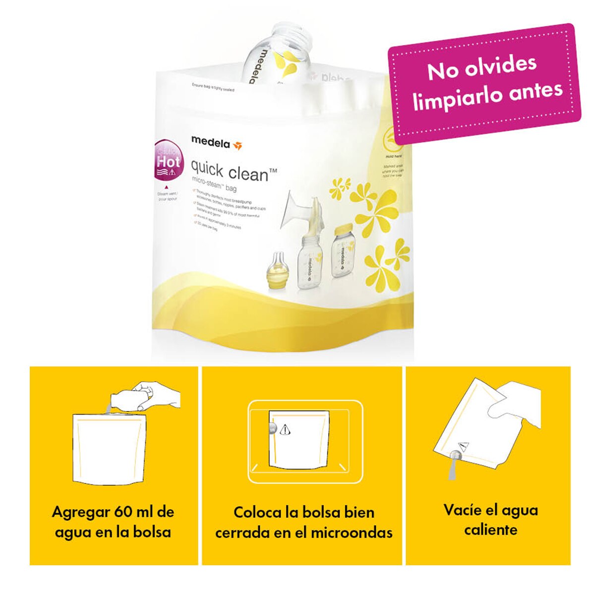 Bolsas para esterilizar en microondas Medela Quick Clean (5 unids.) - Blanco Blanco-4