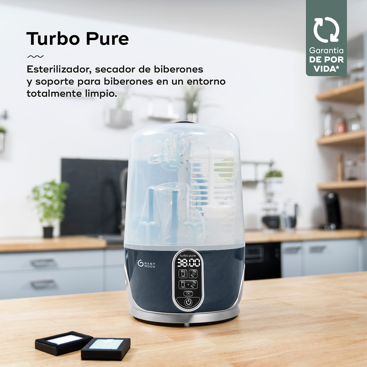 Esterilizador e Seca Biberões Turbo Pure Azul/Cinzento-2