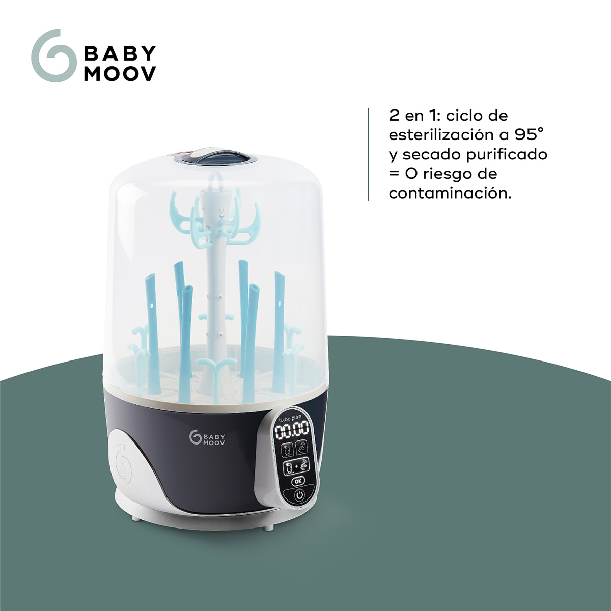 Esterilizador e Seca Biberões Turbo Pure Azul/Cinzento-3