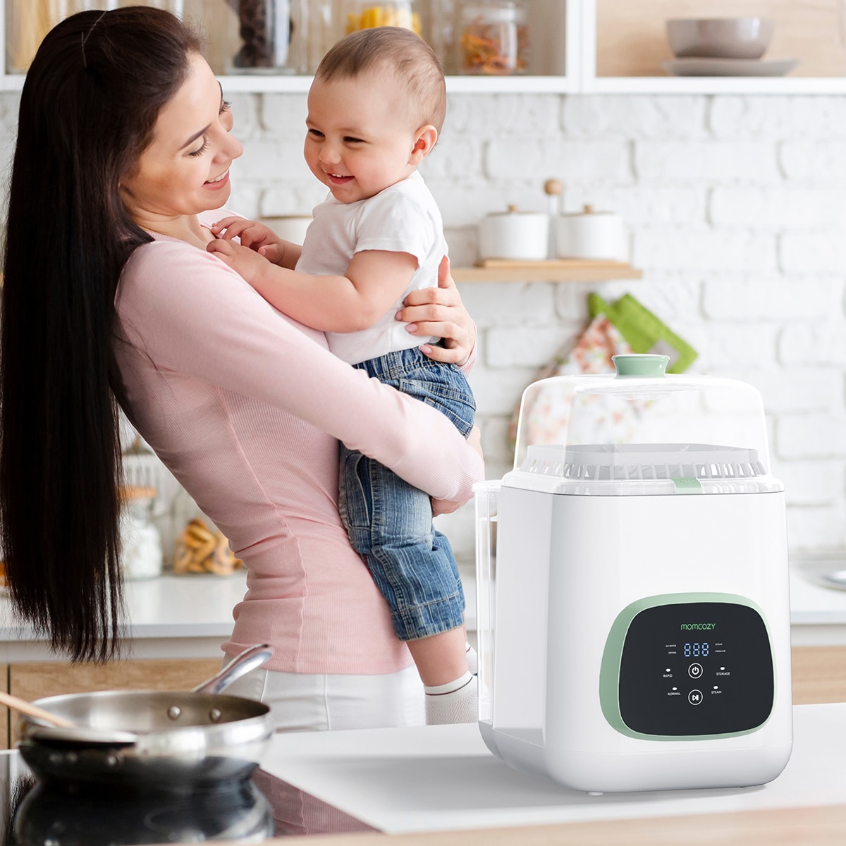 Lava?loiça e esterilizador de biberões Momcozy com secador Branco-2