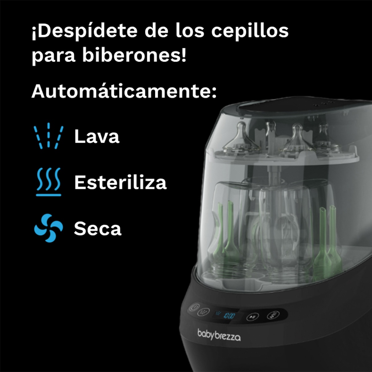 Lava, Esteriliza e Seca Biberões Baby Brezza Bottle Washer Pro Preto-2