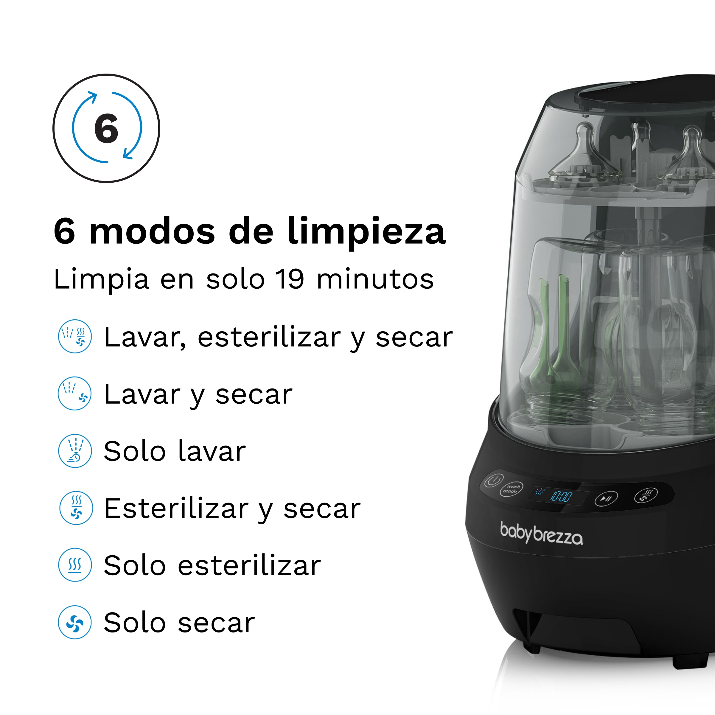 Lava, Esteriliza e Seca Biberões Baby Brezza Bottle Washer Pro Preto-6