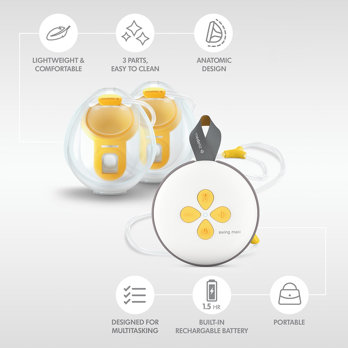 Sacaleches Eléctrico Doble Medela Swing Maxi Hands Free - Blanco Blanco-4