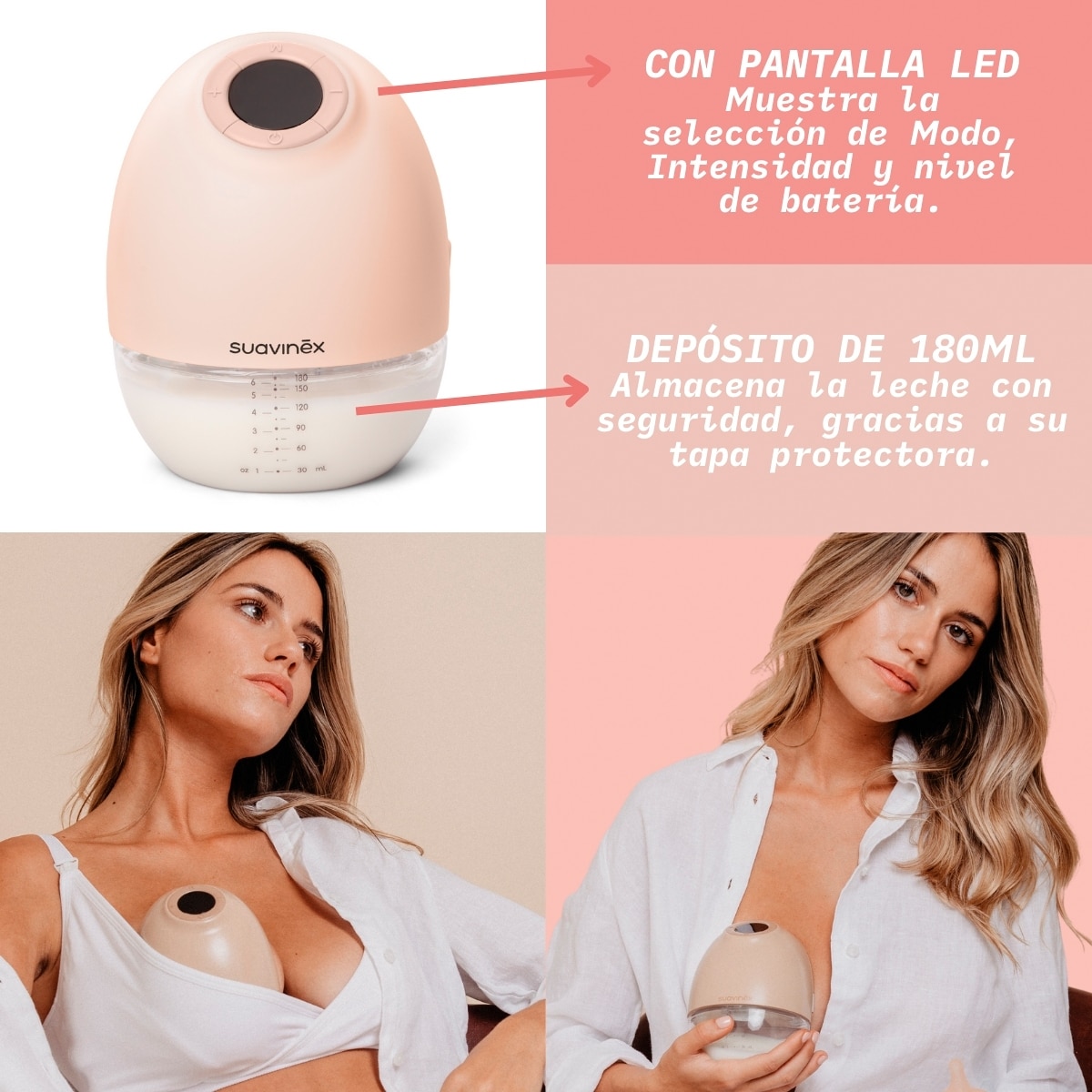 Bomba Tira-Leite Mãos Livres Rosa-7
