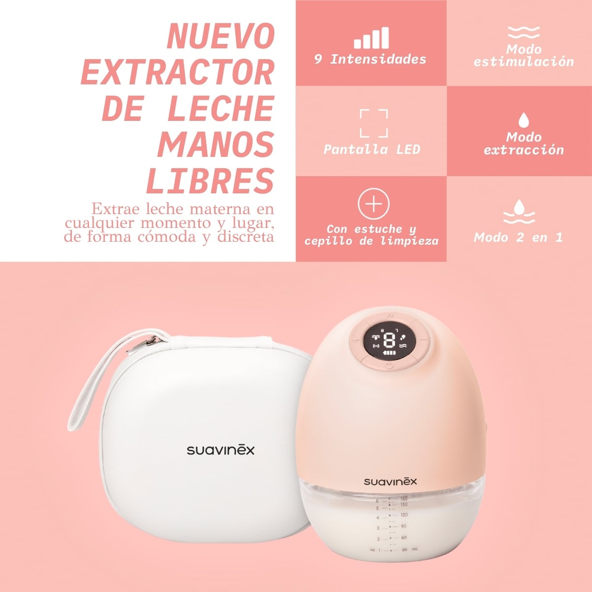 Bomba Tira-Leite Mãos Livres Rosa-8