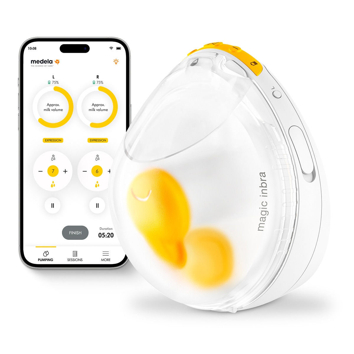 Bomba Tira-Leite Elétrica sem Cabos Magic In Bra Simples Branco-2