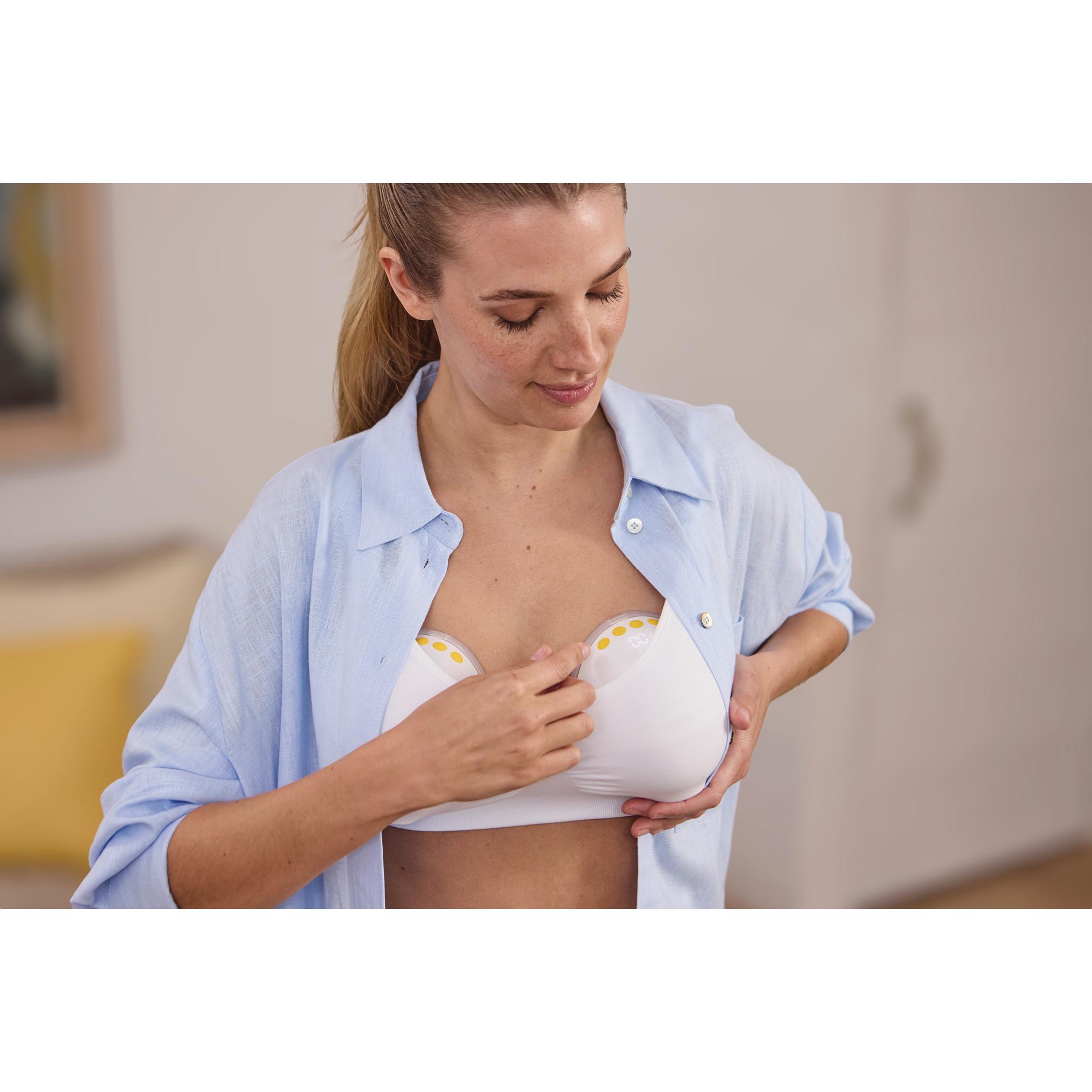 Bomba Tira-leite Eléctrica sem cabos Medela Motion In Bra Duplo Branco-4