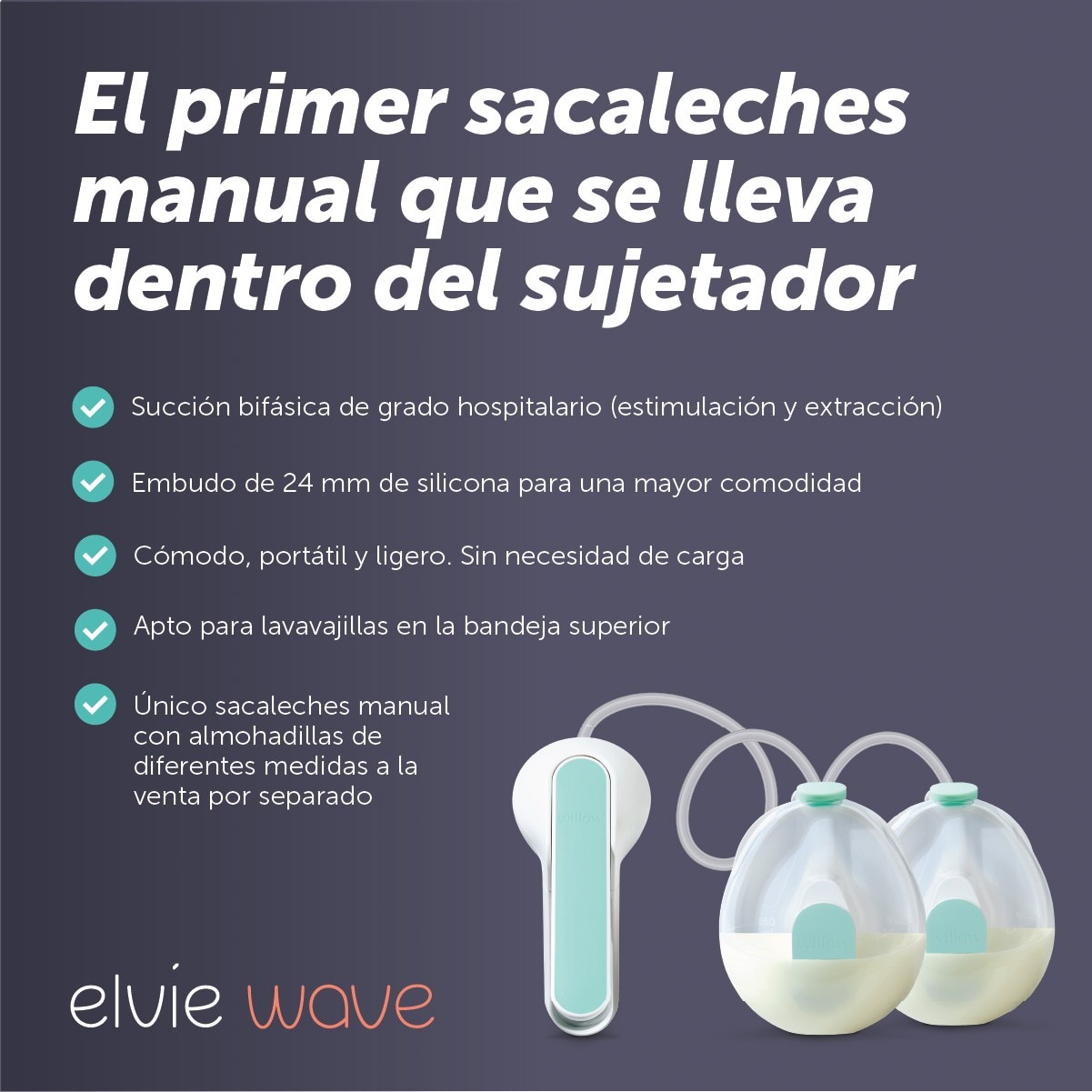 Sacaleches manual Elvie Wave doble manos libres - Blanco Blanco-4