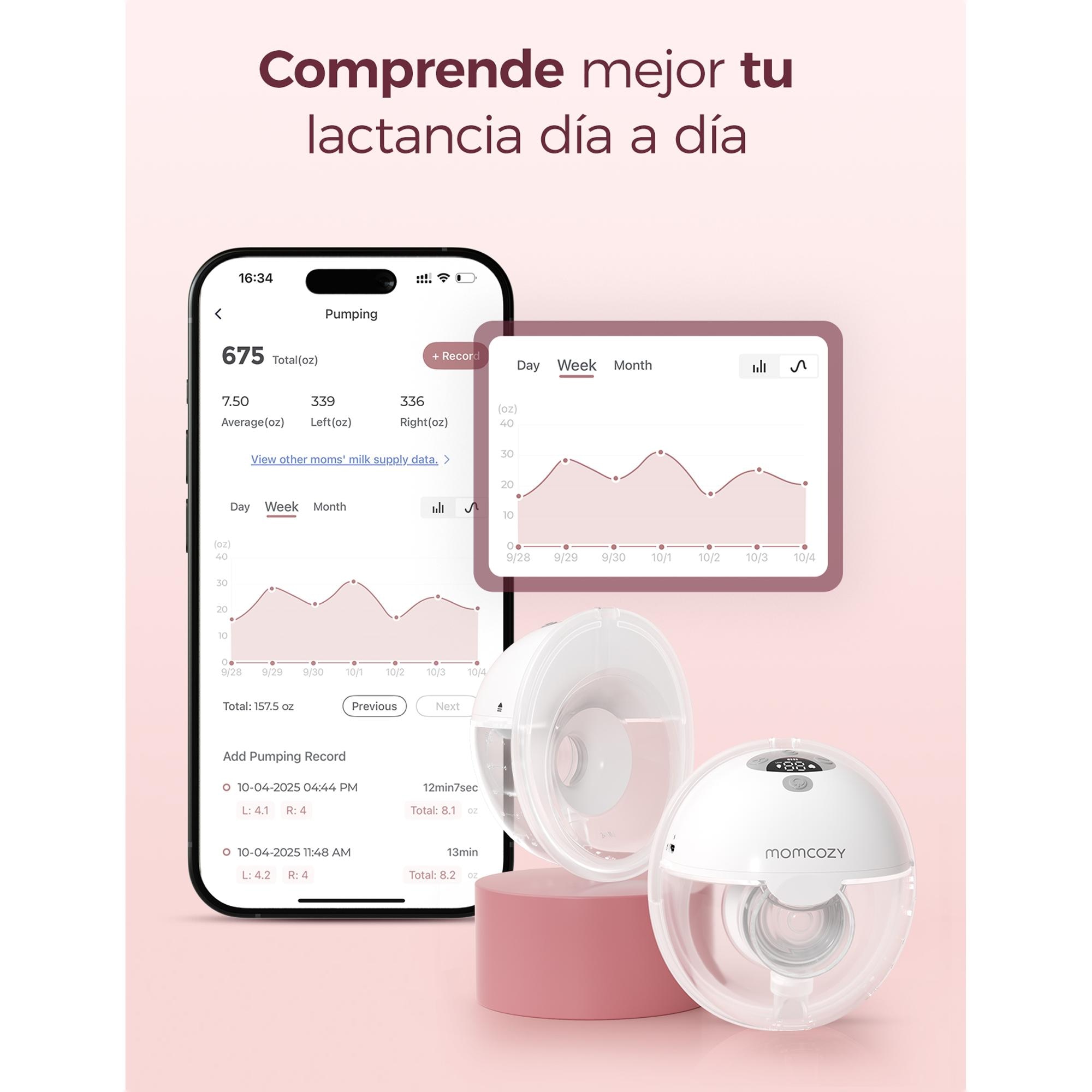 Sacaleches manos libre Momcozy M5 Smart simple - Blanco Blanco-5