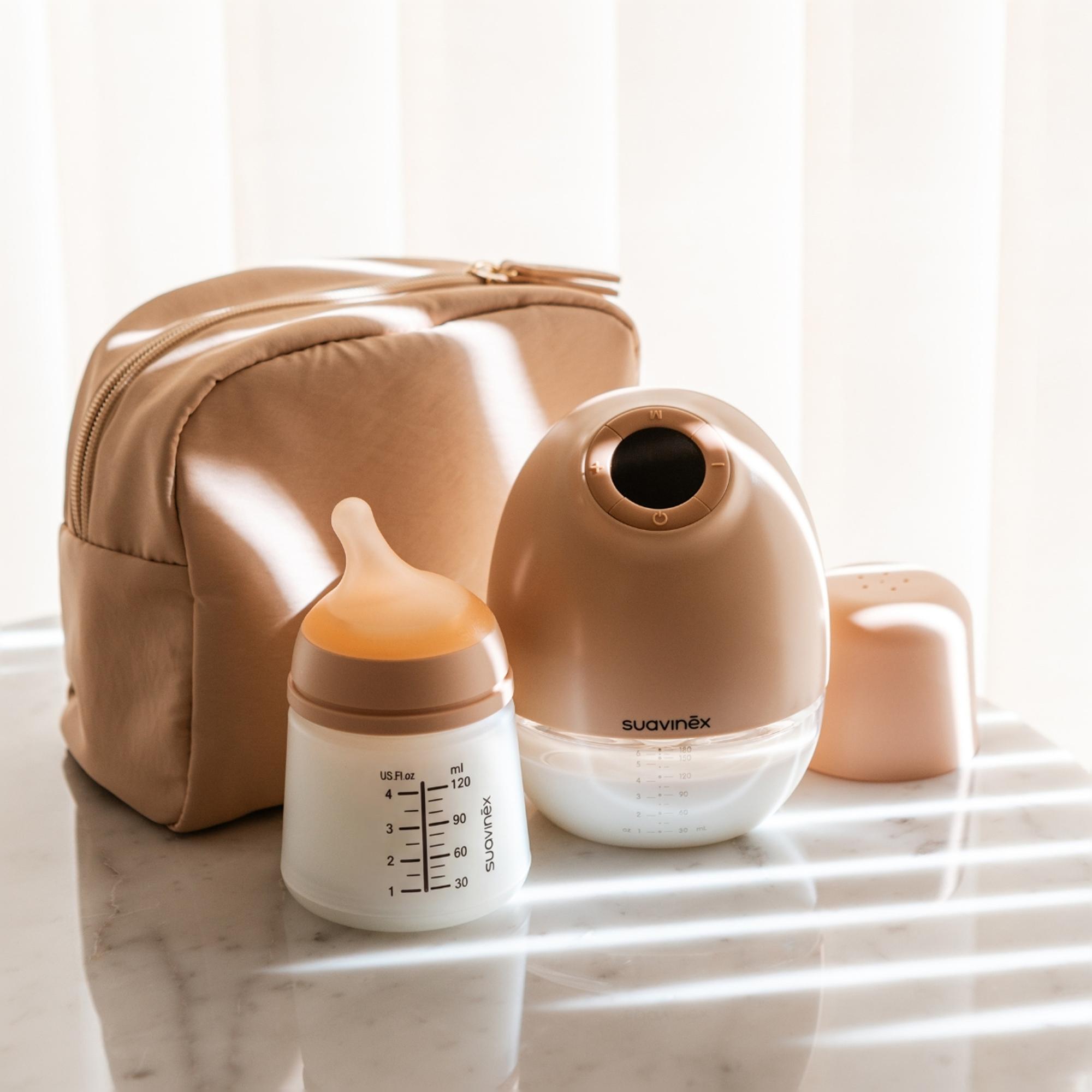 Bomba Tira-Leite Mãos Livres + Biberão Zero.Zero™ 120 ml Rosa-6