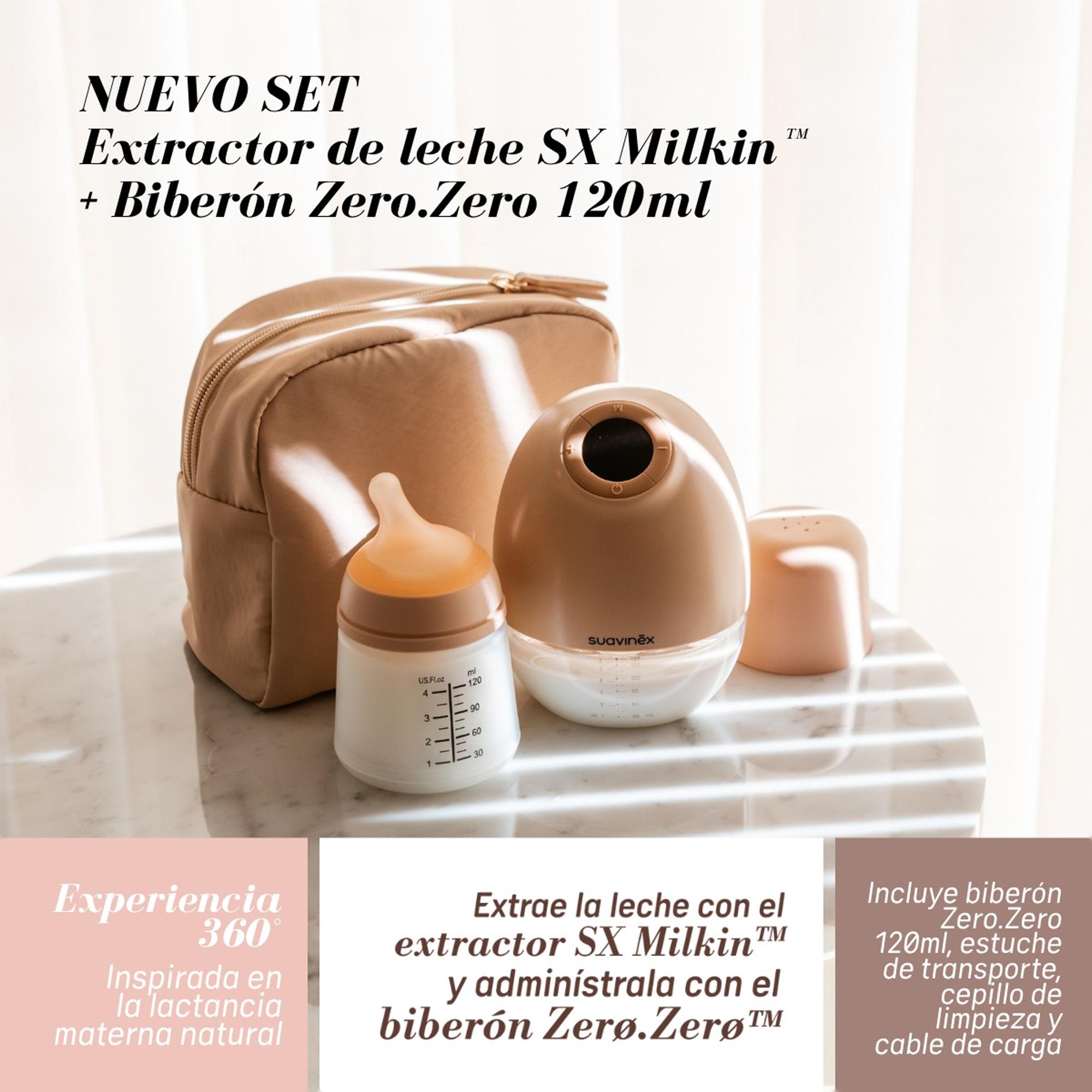 Bomba Tira-Leite Mãos Livres + Biberão Zero.Zero™ 120 ml Rosa-10