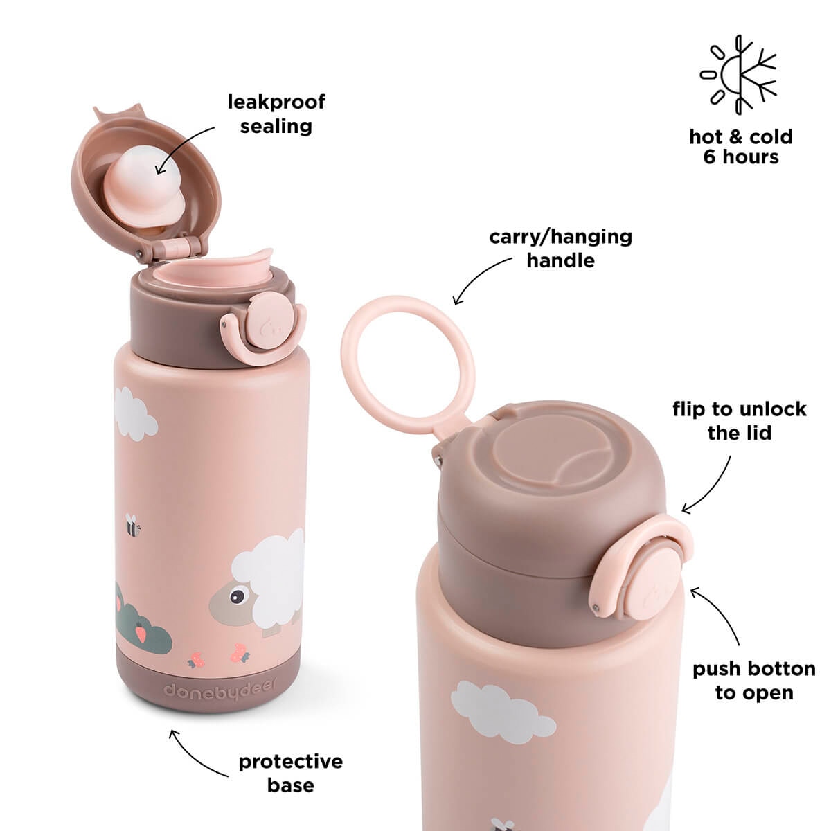 Imagen 5 de Botella térmica Done by Deer 380ml - Rosa pálido Rosa pálido